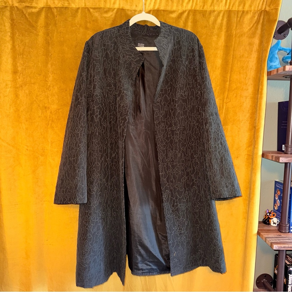 Eileen Fisher Charcoal Embroidered Coat